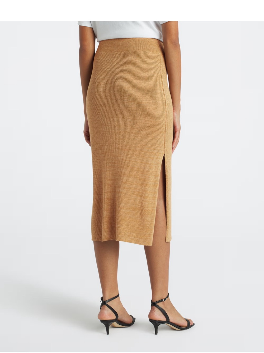 Free people Knit Midi Skirt with Side Slit - Camel